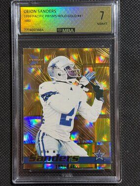 1999 Pacific DEION SANDERS Dallas Cowboys HOLO GOLD Prism #/480 MBA 7 NM HOF